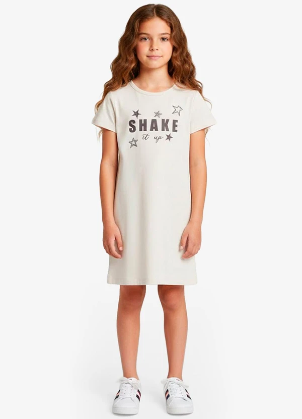 Select - Vestido Feminino Infantil em Molecotton Bege