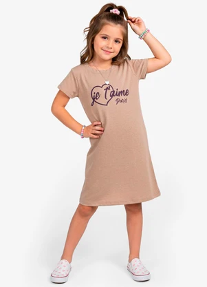Select - Vestido Feminino Infantil em Molecotton Marrom - SELECT