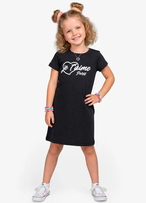 Select - Vestido Feminino Infantil em Molecotton Preto - SELECT