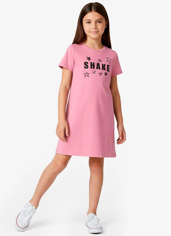 Select - Vestido Feminino Infantil em Molecotton Rosa