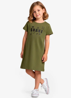 Select - Vestido Feminino Infantil em Molecotton Verde - SELECT