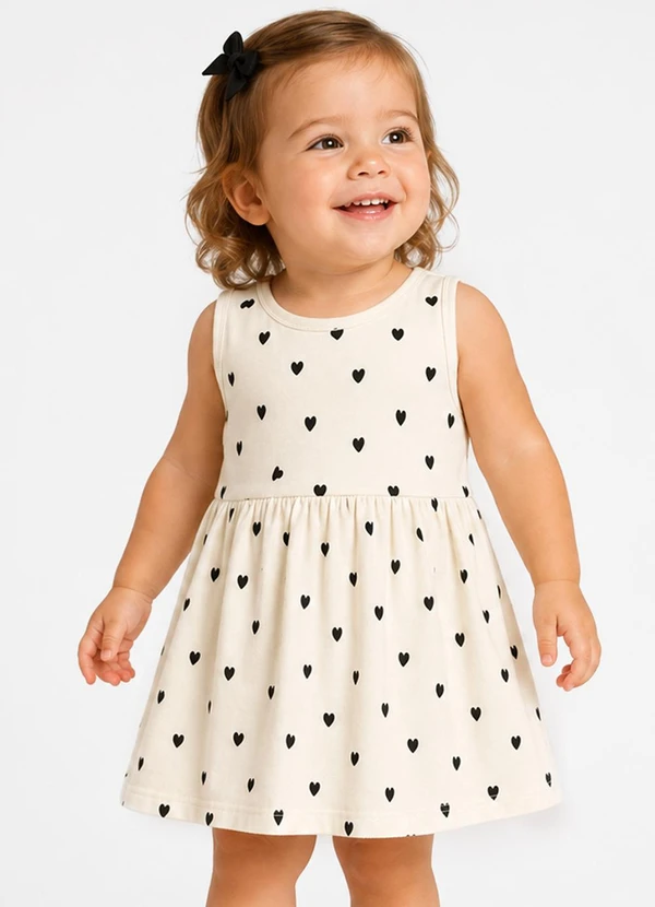 Select - Vestido Feminino Infantil em Viscotorcion Bege