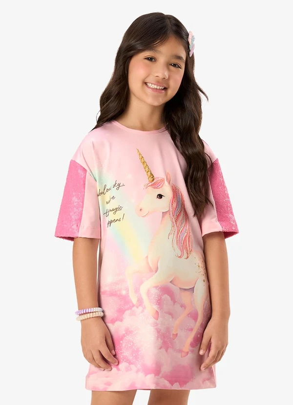 Rovi Kids - Vestido Feminino Infantil Malha Tech Rosa