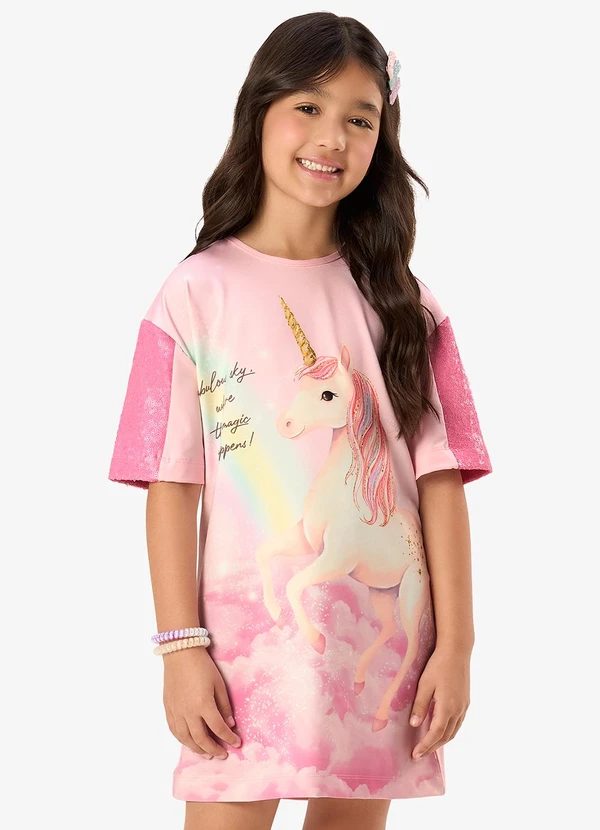 Rovi Kids - Vestido Feminino Infantil Malha Tech Rosa
