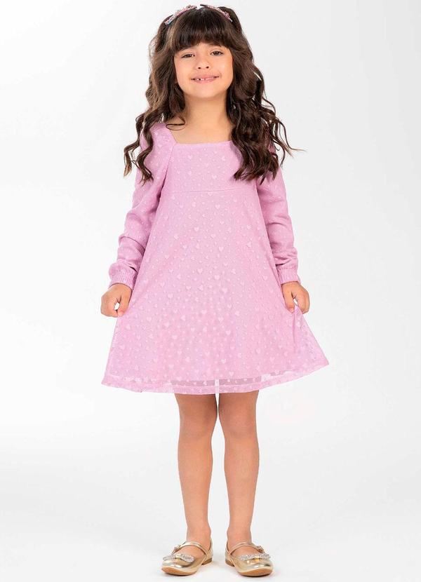 Cativa Kids - Vestido Feminino Infantil Manga Longa Lilas