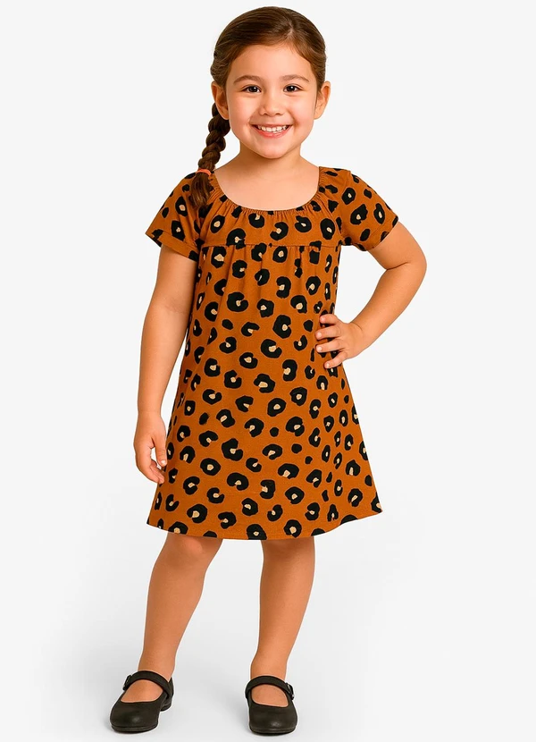 Select - Vestido Feminino Infantil Marrom 3