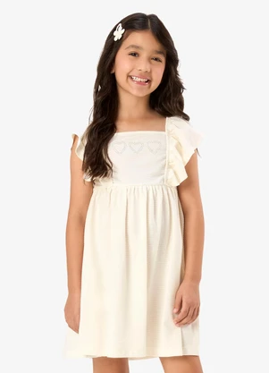 Rovi Kids - Vestido Feminino Infantil Meia Malha Bege - ROVI KIDS