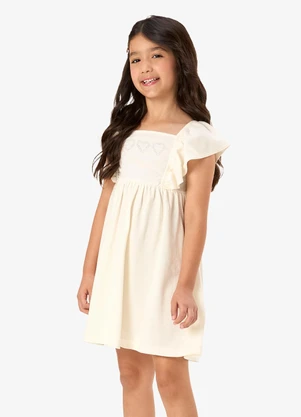 Rovi Kids - Vestido Feminino Infantil Meia Malha Bege - ROVI KIDS