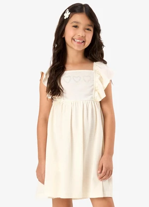 Rovi Kids - Vestido Feminino Infantil Meia Malha Bege - ROVI KIDS