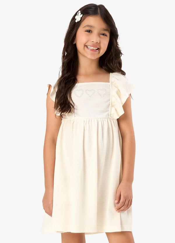 Rovi Kids - Vestido Feminino Infantil Meia Malha Bege