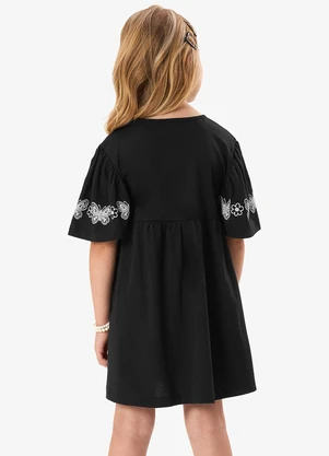 Rovi Kids - Vestido Feminino Infantil Meia Malha Preto - ROVI KIDS
