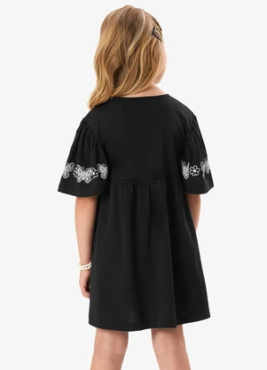 Rovi Kids - Vestido Feminino Infantil Meia Malha Preto - ROVI KIDS