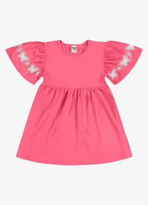 Rovi Kids - Vestido Feminino Infantil Meia Malha Rosa - ROVI KIDS