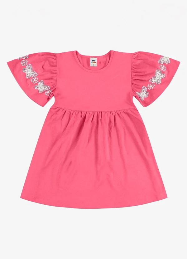 Rovi Kids - Vestido Feminino Infantil Meia Malha Rosa