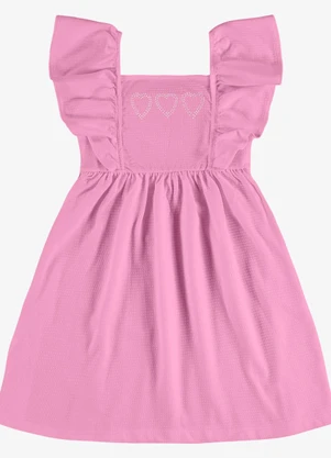 Rovi Kids - Vestido Feminino Infantil Meia Malha Rosa - ROVI KIDS