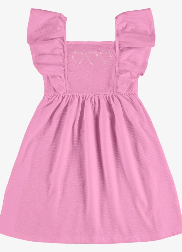Rovi Kids - Vestido Feminino Infantil Meia Malha Rosa