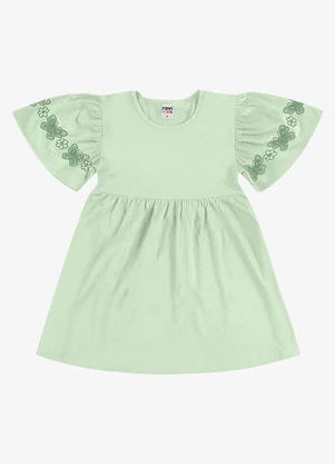 Rovi Kids - Vestido Feminino Infantil Meia Malha Verde - ROVI KIDS