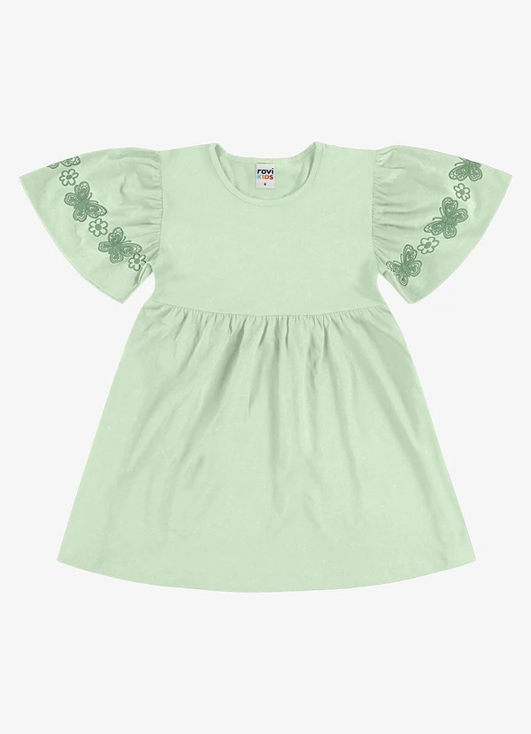 Rovi Kids - Vestido Feminino Infantil Meia Malha Verde