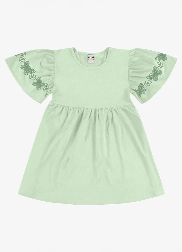 Rovi Kids - Vestido Feminino Infantil Meia Malha Verde