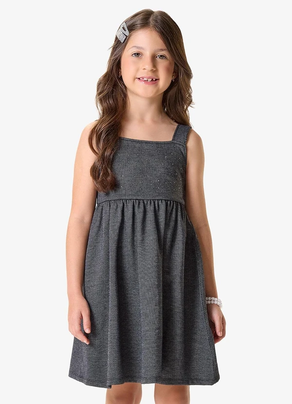 Rovi Kids - Vestido Feminino Infantil Moletom Preto