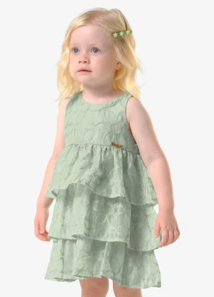 Trick Nick - Vestido Feminino Infantil Poly Bordado Verde - TRICK NICK
