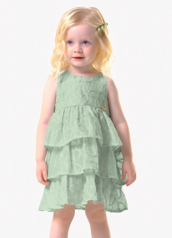 Trick Nick - Vestido Feminino Infantil Poly Bordado Verde