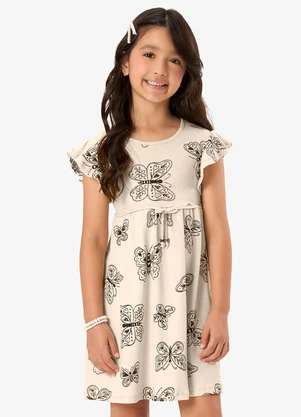 Rovi Kids - Vestido Feminino Infantil Ribana Bege - ROVI KIDS
