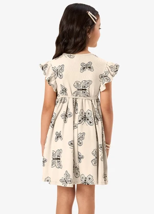 Rovi Kids - Vestido Feminino Infantil Ribana Bege - ROVI KIDS