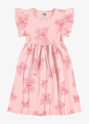 Rovi Kids - Vestido Feminino Infantil Ribana Rosa - ROVI KIDS