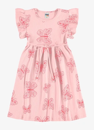 Rovi Kids - Vestido Feminino Infantil Ribana Rosa - ROVI KIDS