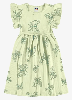Rovi Kids - Vestido Feminino Infantil Ribana Verde - ROVI KIDS