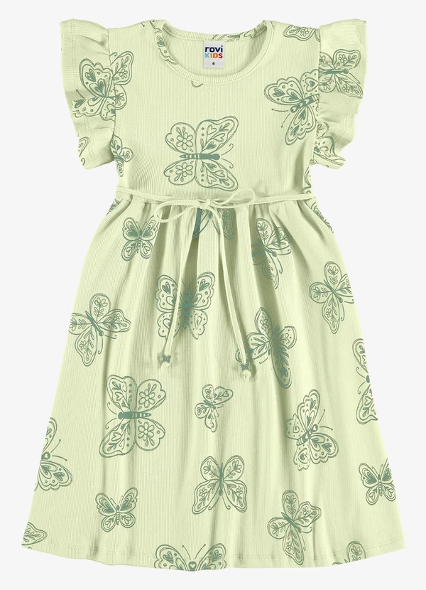 Rovi Kids - Vestido Feminino Infantil Ribana Verde