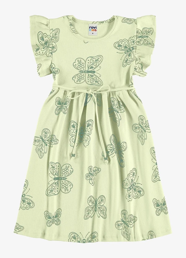 Rovi Kids - Vestido Feminino Infantil Ribana Verde