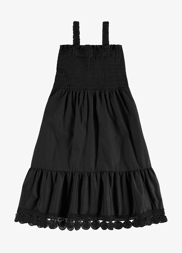 Rovi Kids - Vestido Feminino Infantil Visco Preto