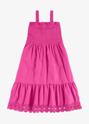 Rovi Kids - Vestido Feminino Infantil Visco Rosa - ROVI KIDS