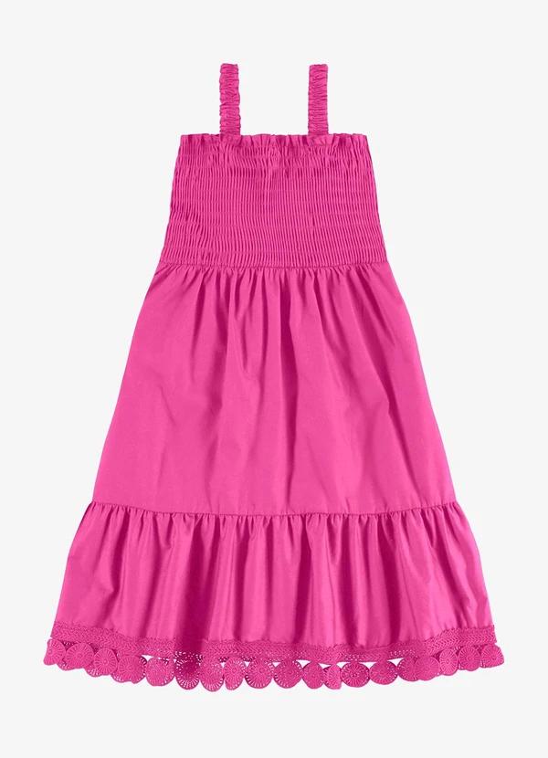Rovi Kids - Vestido Feminino Infantil Visco Rosa