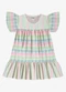 Rovi Kids - Vestido Feminino Meia Malha Listrado Rosa - variação: Bege
