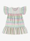 Rovi Kids - Vestido Feminino Meia Malha Listrado Rosa - variação: Bege
