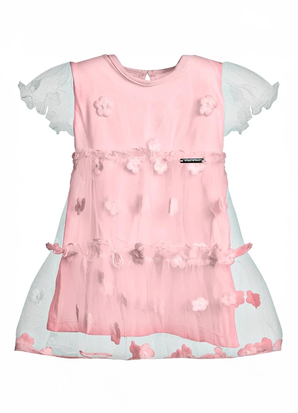 Trick Nick - Vestido Feminino Tule Bordado Floral Branco