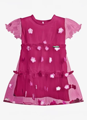 Trick Nick - Vestido Feminino Tule Bordado Floral Rosa - TRICK NICK