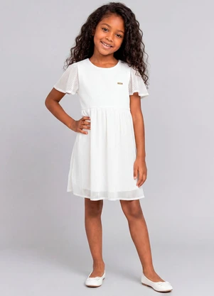Marlan - Vestido Festa com Textura e Mangas Amplas Bege - MARLAN