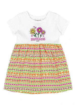 Quimby - Vestido Flor Feliz para Bebê Branco - QUIMBY