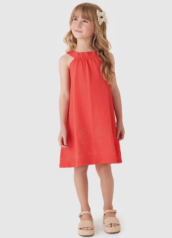 Carinhoso - Vestido Floral Amplo Laranja