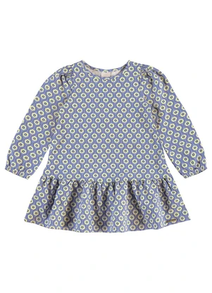 Carinhoso - Vestido Floral com Babado Azul - CARINHOSO