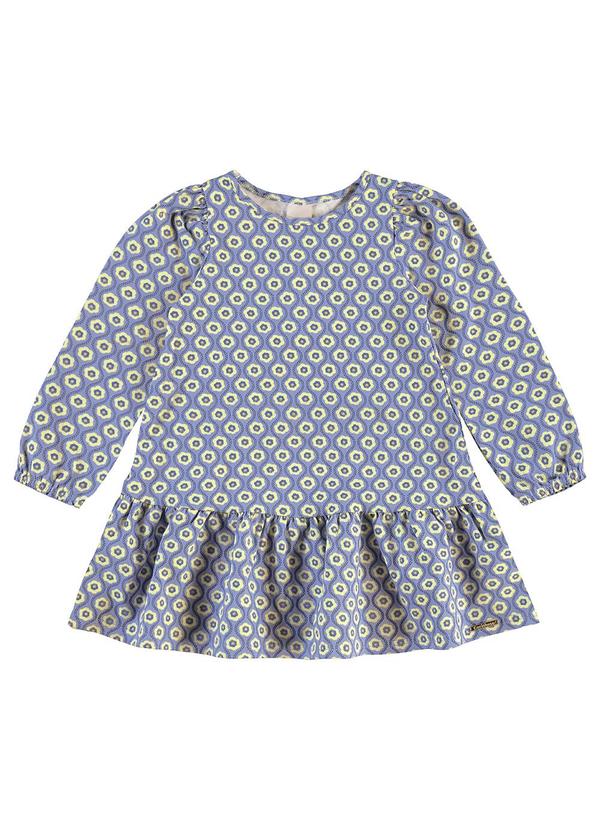 Carinhoso - Vestido Floral com Babado Azul