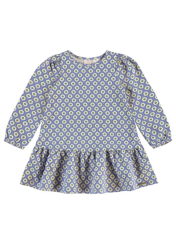 Carinhoso - Vestido Floral com Babado Azul