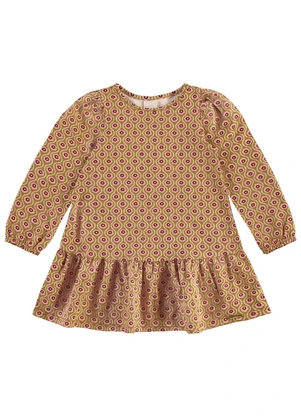 Carinhoso - Vestido Floral com Babado Marrom - CARINHOSO