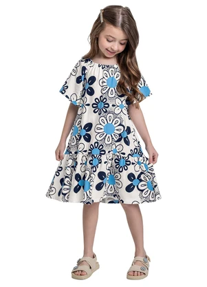 Bee Loop - Vestido Floral Cotton Infantil Azul - BEE LOOP