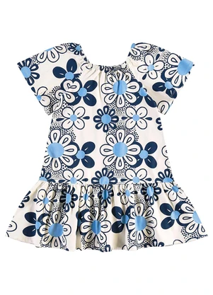 Bee Loop - Vestido Floral Cotton Infantil Azul - BEE LOOP