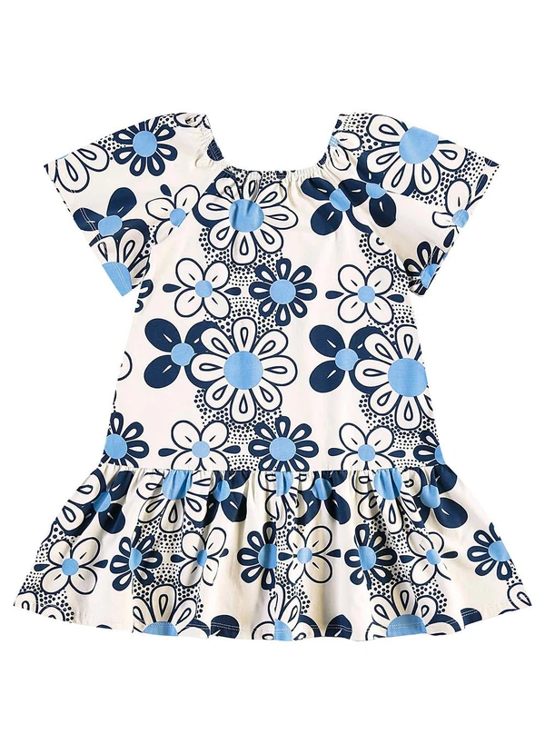 Bee Loop - Vestido Floral Cotton Infantil Azul 3
